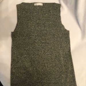 "Sylvia Liz" black and white sleeveless silk shell top